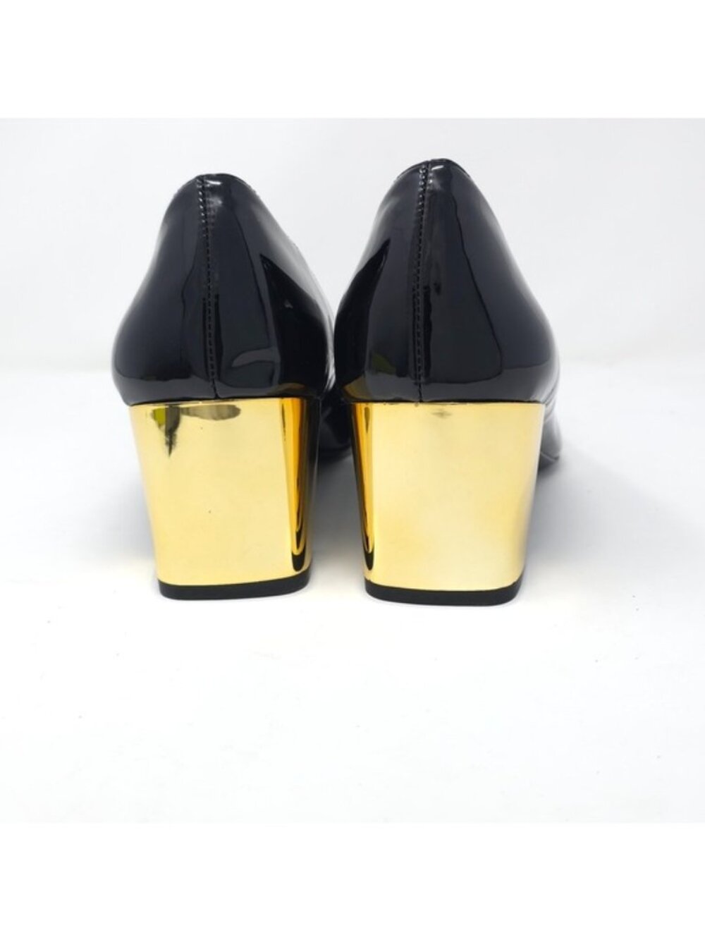 Naturalizer Black Patent Block Heel Pumps with Gold Accent 10W - Picture 6 of 10